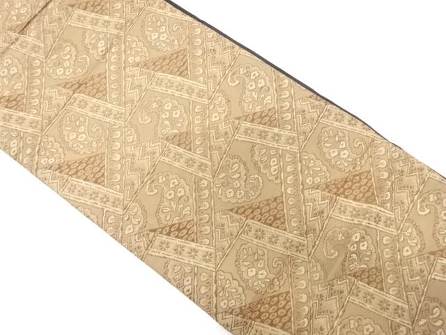 JAPANESE KIMONO / ANTIQUE CHUYA OBI / SILK / WOVEN PAISLEY